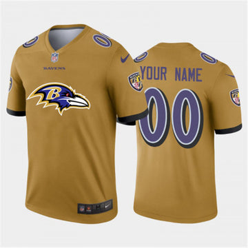 Baltimore Ravens Customized Gold 2020 Team Big Logo Jersey