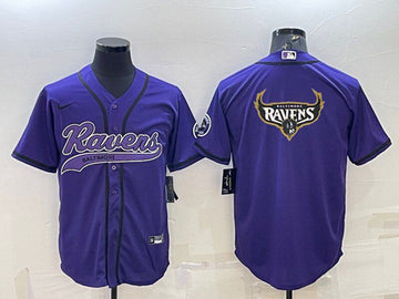 Baltimore Ravens Purple Team Big Logo With Patch Baseball Jersey