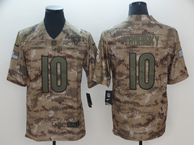 Bears #10 Mitchell Trubisky 2018 Camo Salute To Service Jersey