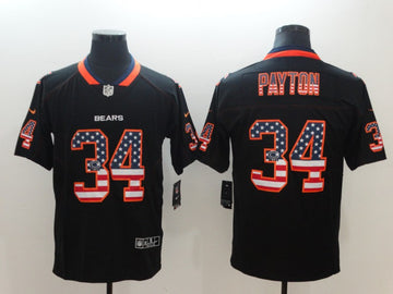 Bears #34 Walter Payton Black USA Flag Color Rush Fashion Jersey