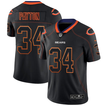 Bears #34 Walter Payton 2018 Lights Out Black Color Rush Jersey