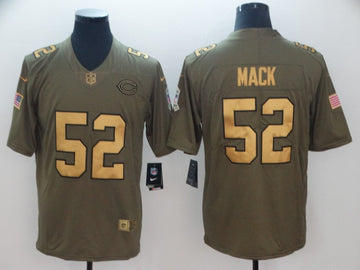 Bears #52 Khalil Mack Gold Anthracite Olive Salute To Service Jersey