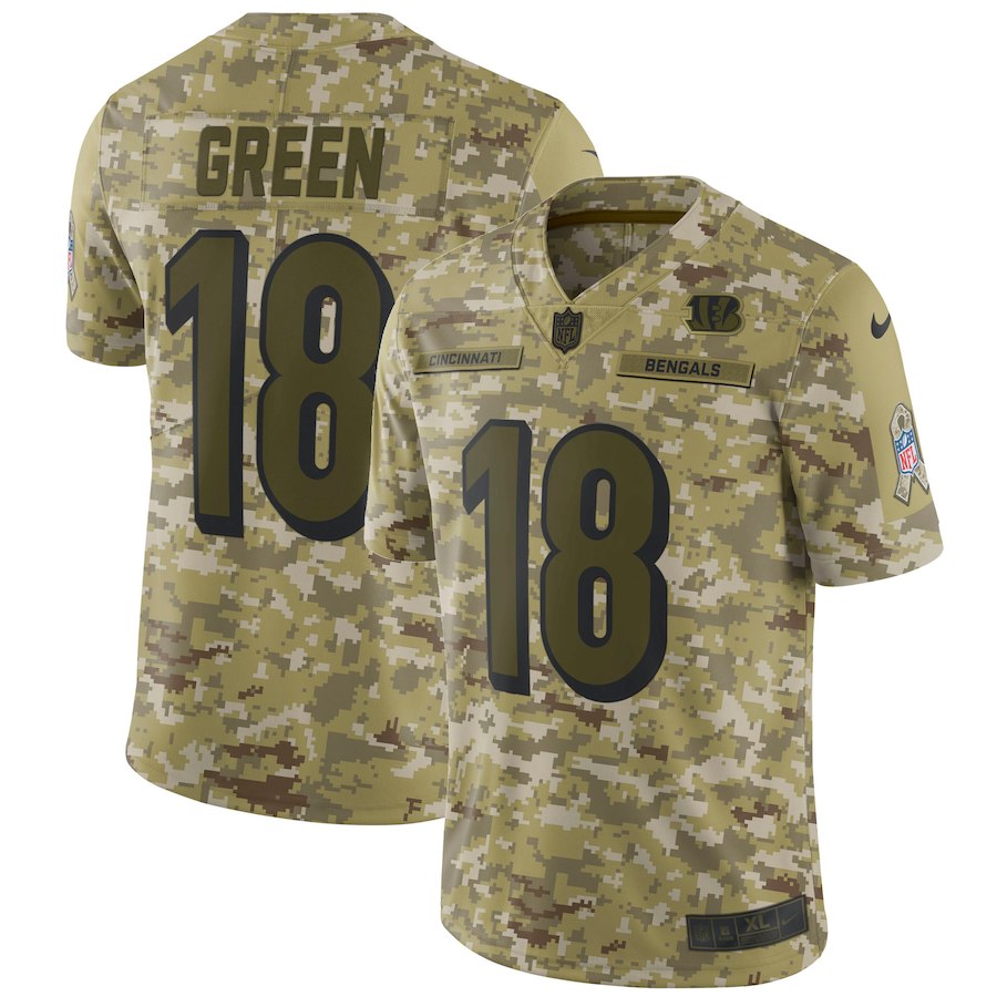 Bengals #18 AJ Green 2018 Camo Salute to Service Jersey