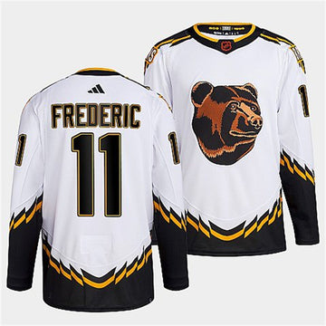 Trent Frederic Boston Bruins white Reverse Retro jersey
