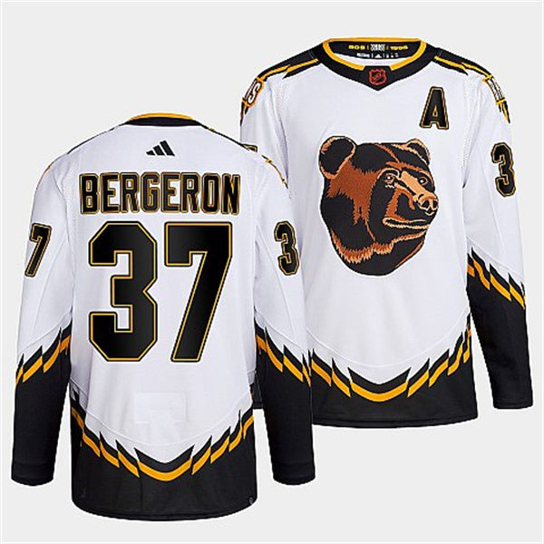 Patrice Bergeron Boston Bruins white Reverse Retro jersey