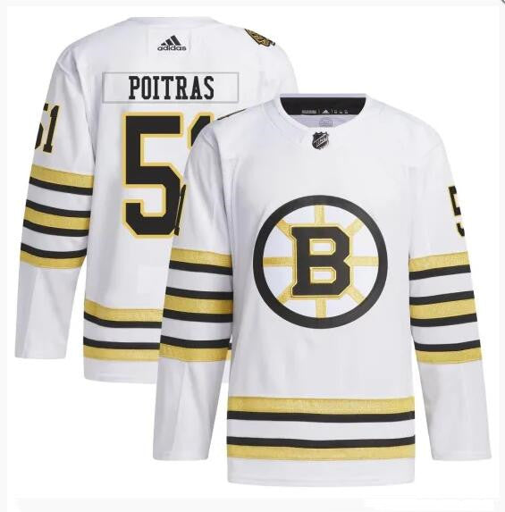 Matthew Poitras Boston Bruins white jersey