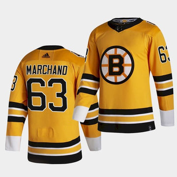 Brad Marchand Boston Bruins yellow Reverse Retro jersey
