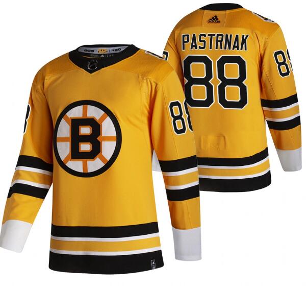 David Pastrnak Boston Bruins yellow Reverse Retro jersey