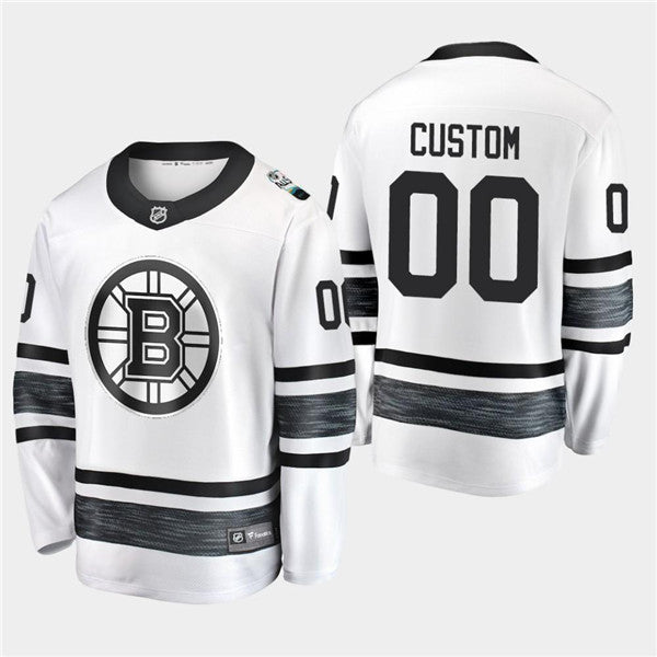 Custom Boston Bruins white All-Star jersey