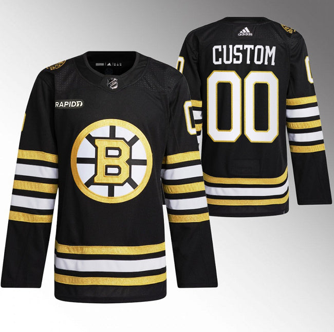 Custom Boston Bruins black jersey