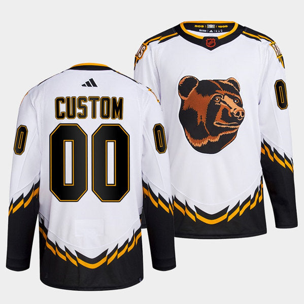 Custom Boston Bruins white Reverse Retro jersey