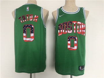 Jayson Tatum USA Flag Boston Celtics green jersey