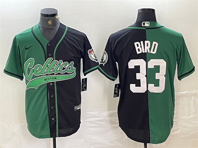 Larry Bird Boston Celtics green-black Split jersey