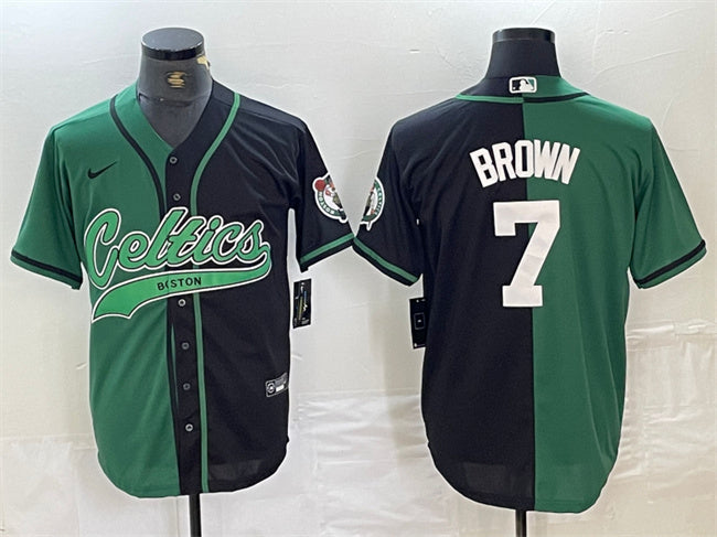 Jaylen Brown Boston Celtics green-black Split jersey
