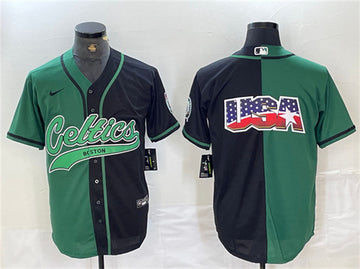 Team Big Logo With Patch Boston Celtics green-black Split jersey