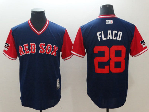JD Martinez Flaco Boston Red Sox navy-red jersey