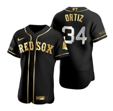 David Ortiz Boston Red Sox black-gold jersey