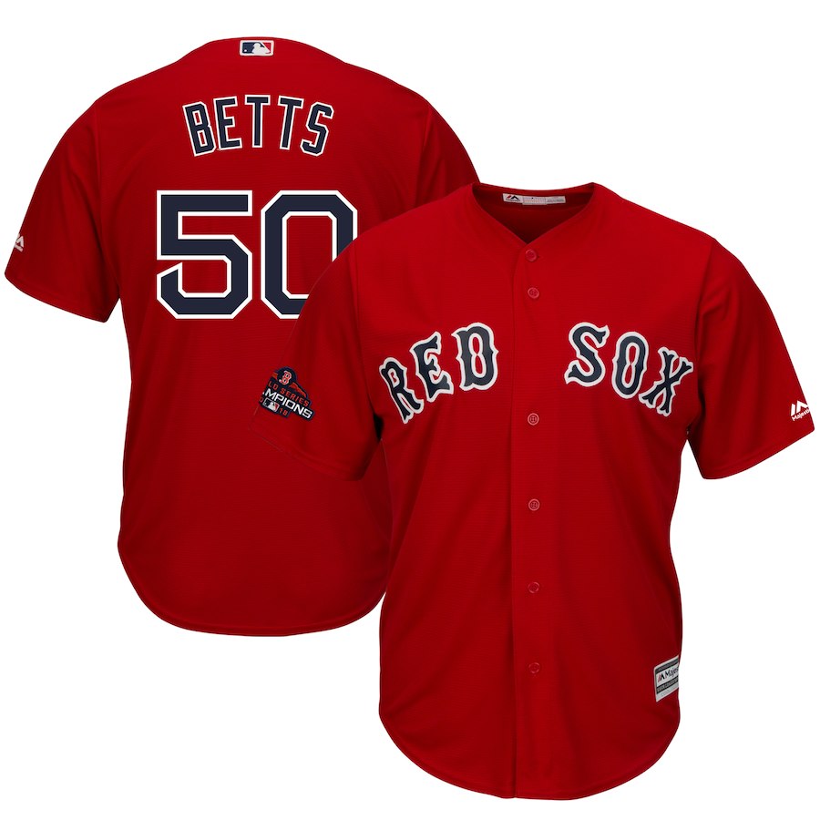 Mookie Betts Majestic Boston Red Sox scarlet jersey