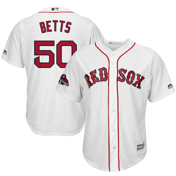 Mookie Betts Majestic Boston Red Sox white jersey