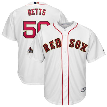 Mookie Betts Majestic Boston Red Sox white jersey