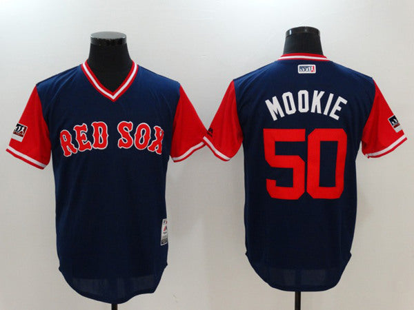 Mookie Betts Boston Red Sox navy-red jersey