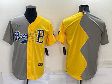 Custom Boston Red Sox grey-yellow Split jersey