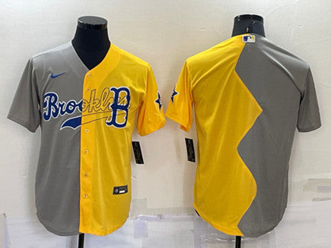 Custom Boston Red Sox grey-yellow Split jersey