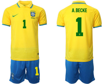 A Becke Brazil National Team yellow Home jersey