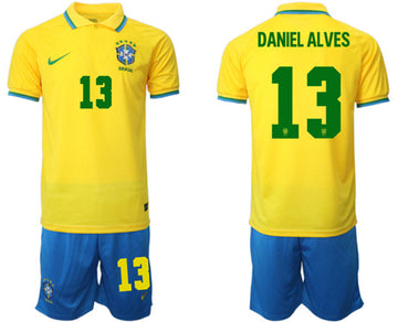 Daniel Alves Brazil National Team yellow Home jersey