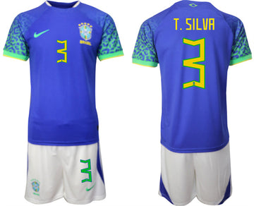 T Silva Brazil National Team blue Away jersey