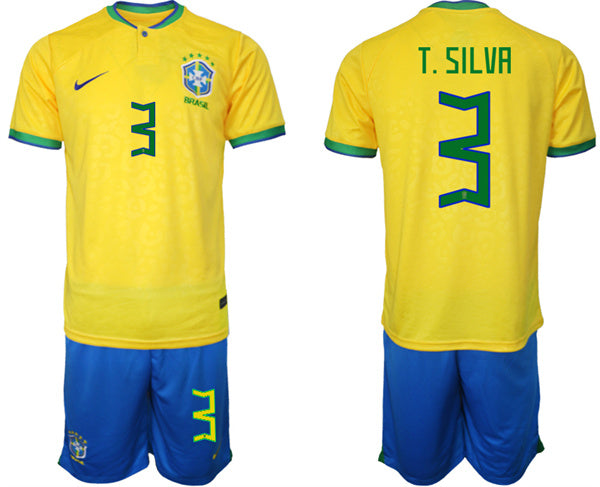T Silva Brazil National Team yellow Home jersey