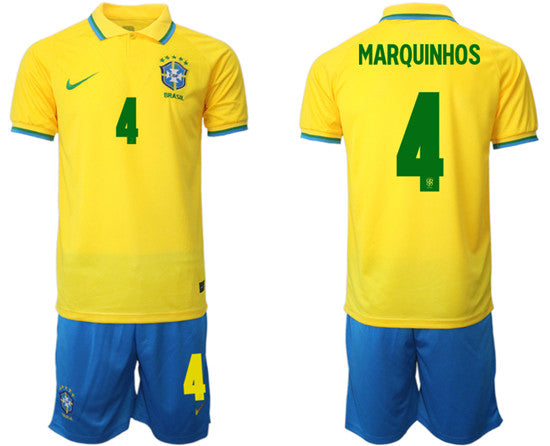 Marquinhos Brazil National Team yellow Home jersey