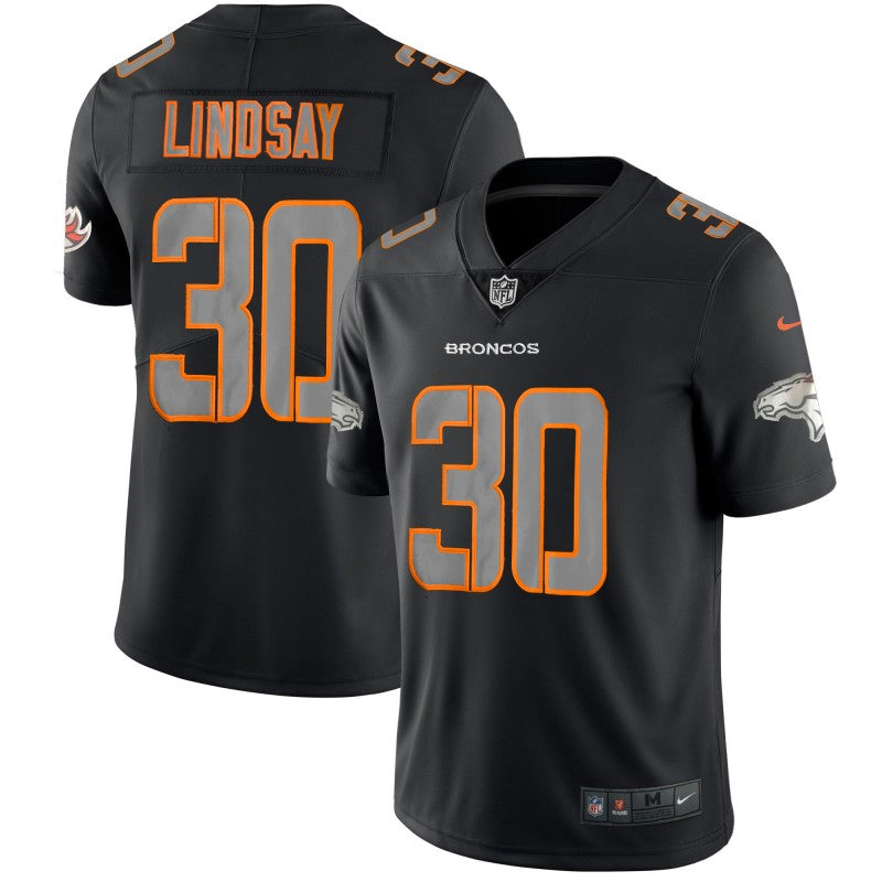 Broncos #30 Phillip Lindsay 2018 Black Impact Jersey