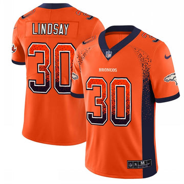 Broncos #30 Phillip Lindsay Orange 2018 Drift Fashion Color Rush Jersey