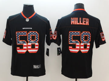 Broncos #58 Von Miller 2018 Black USA Flag Color Rush Fashion Jersey