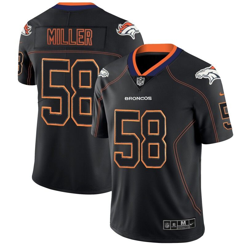 Broncos #58 Von Miller 2018 Lights Out Black Color Rush Jersey