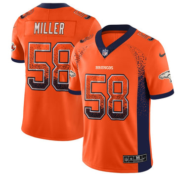 Broncos #58 Von Miller Orange 2018 Drift Fashion Color Rush Jersey