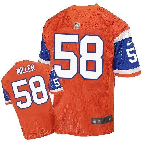 Broncos Personalized Custom Orange Throwback Elite Jersey