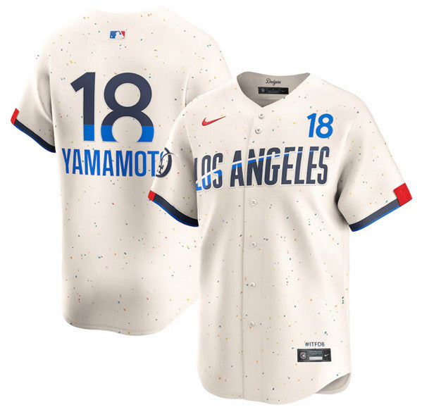 Yoshinobu Yamamoto Los Angeles Dodgers cream City Connect jersey