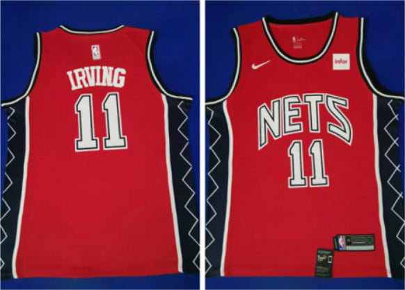 Kyrie Irving RedThrowback Brooklyn Nets jersey