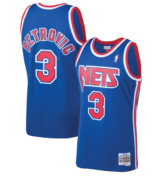 Drazen Petrovic Brooklyn Nets royal Throwback jersey