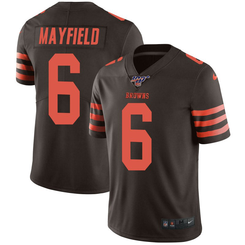 Browns 100th #6 Baker Mayfield Brown Color Rush Jersey