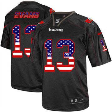 Buccaneers #13 Mike Evans Black USA Flag Fashion Elite Jersey