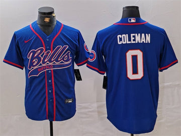 Buffalo Bills #0 Keon Coleman Blue With Patch Baseball Jersey