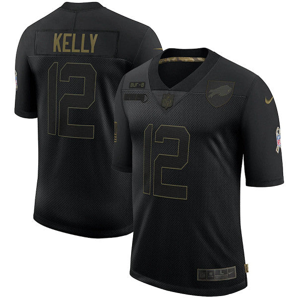 Buffalo Bills #12 Jim Kelly 2020 Black Salute To Service Jersey