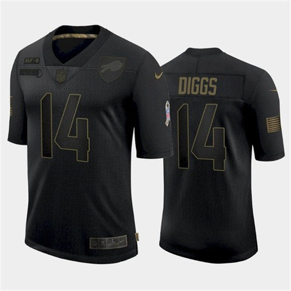 Buffalo Bills #14 Stefon Diggs 2020 Black Salute To Service Jersey