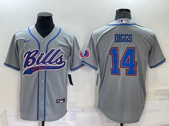 Buffalo Bills #14 Stefon Diggs Gray Baseball Jersey