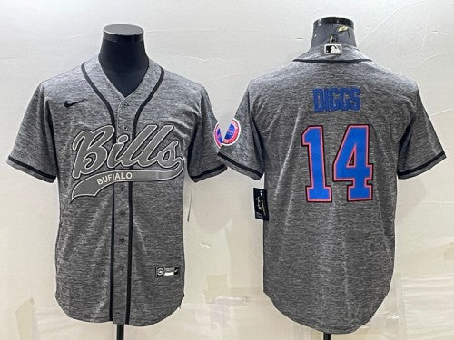 Buffalo Bills #14 Stefon Diggs Gray With Patch Baseball Jersey