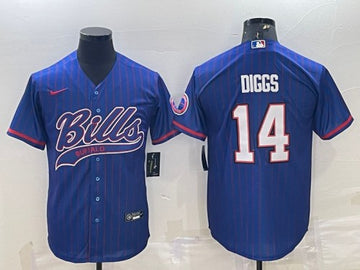 Buffalo Bills #14 Stefon Diggs Royal With Patch Baseball Jersey