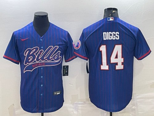 Buffalo Bills #14 Stefon Diggs Royal With Patch Baseball Jersey